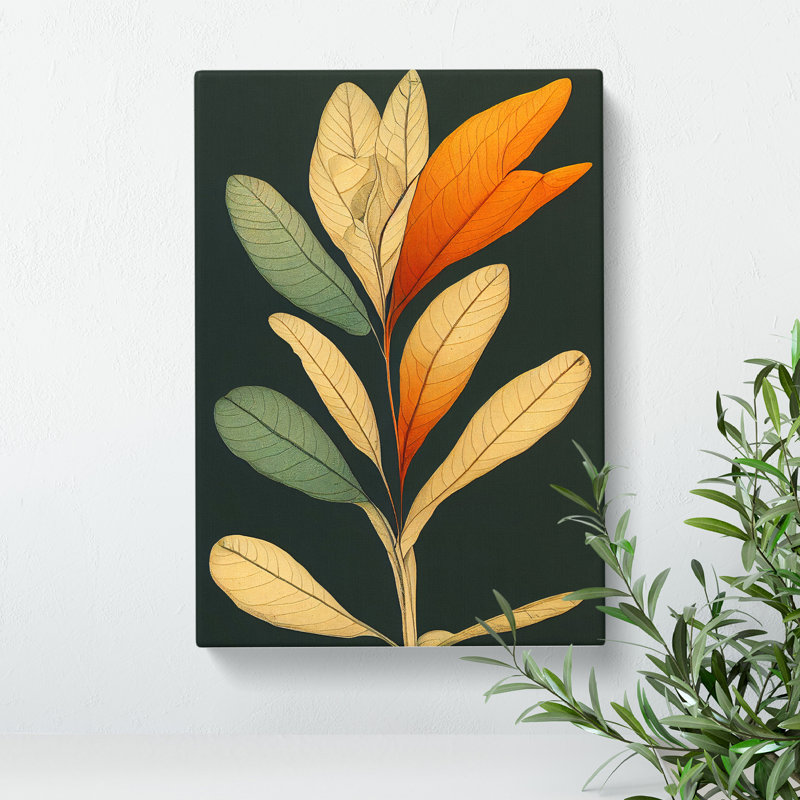 Pretty Leaves Art No.2 - Wall Art, 50cm H x 35cm W x 3cm D, Wrapped Canvas