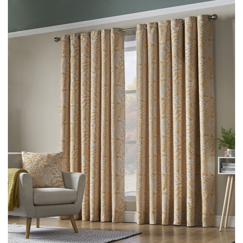 Iniguez Room Darkening Curtain Pair, Ochre, 168cm W x 183cm L