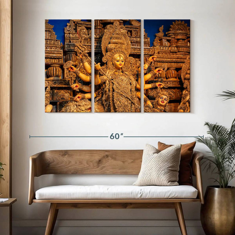 Sculpture Adella Déesse Durga, H 32 po x l 50 po