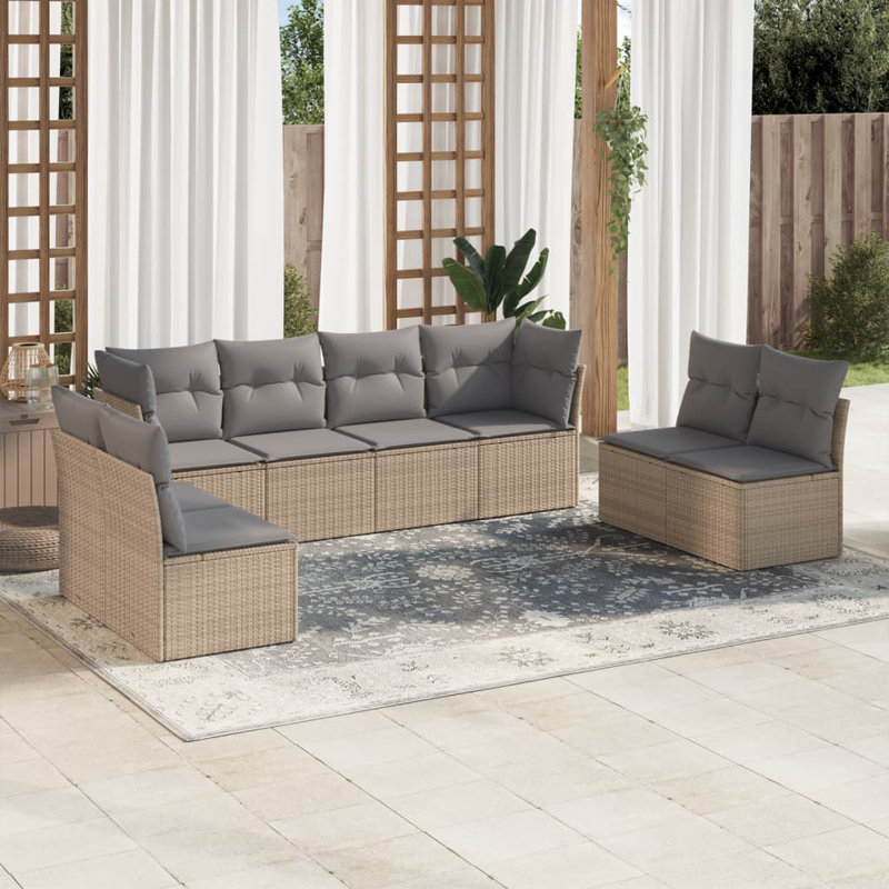 Ensemble de canapé de jardin, Gris clair, Beige