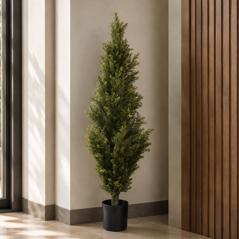 Artificial Cedar Cypress Confier Trees 120cm Faux Cedar Tree in Pot Liner