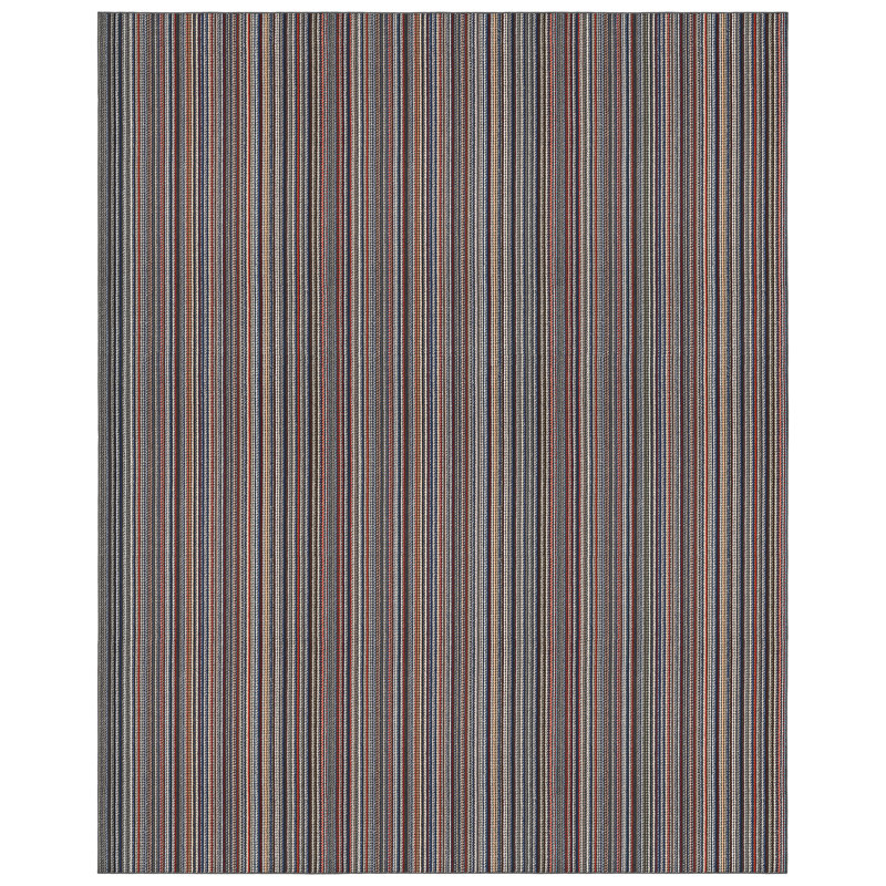 Tapis bleu / rouge / gris touffeté à rayures Kandace, Rectangle 12 pi x 15 pi