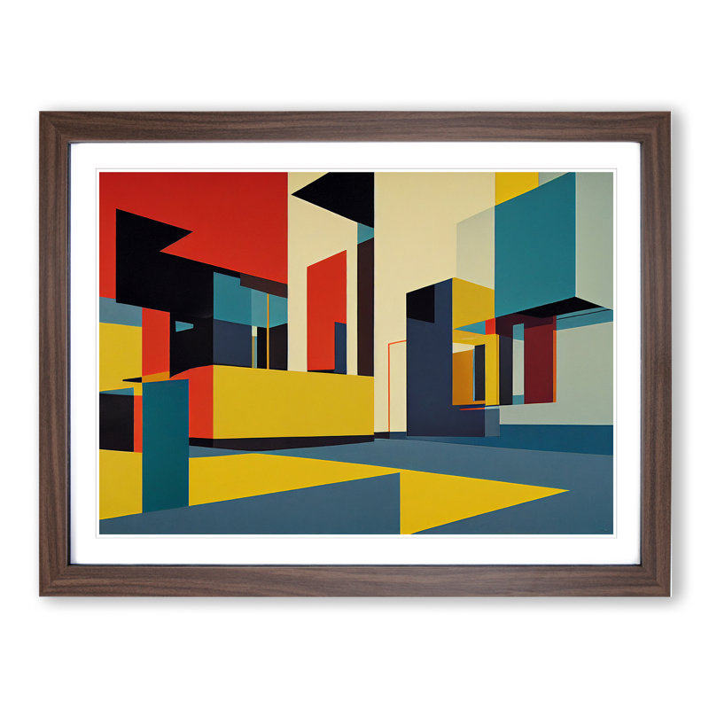 Abstract Suprematism Art Vol.2 - Framed Print, 46cm H x 64cm W x 2cm D, Walnut