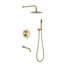 Robinet mélangeur de luxe en laiton massif à 3 fonctions mural, débit de 1,8 gal / min et deux pommes de douche avec valve brute-58146946