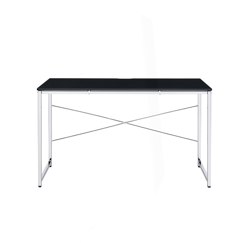 Bureau rectangulaire avec structure en métal, Black/Chrome