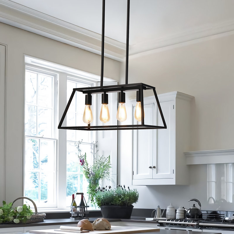 Luminaire suspendu linéaire à 4 lumières pour îlot de cuisine Elutheria