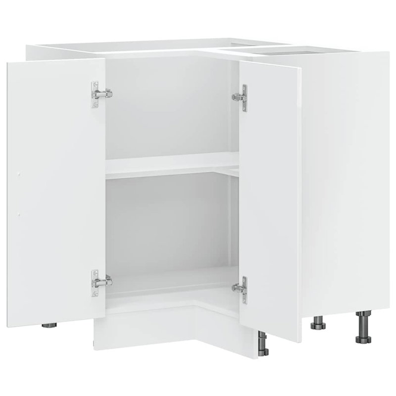 Kitchen Corner Base Cabinet Lucca High Gloss Engineered Wood, High Gloss White