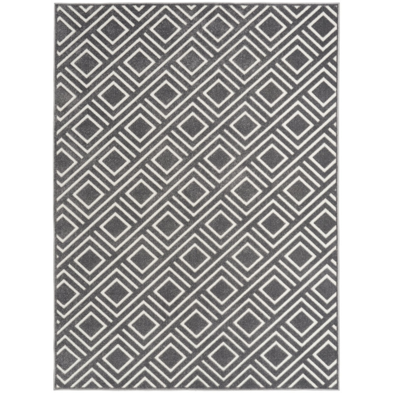 Tapis d'intérieur gris Ebern Designs Garp, Rectangle 5 pi 3 po x 7 pi