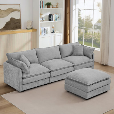Canapé modulaire modulaire, canapé 3 places avec repose-pieds mobile