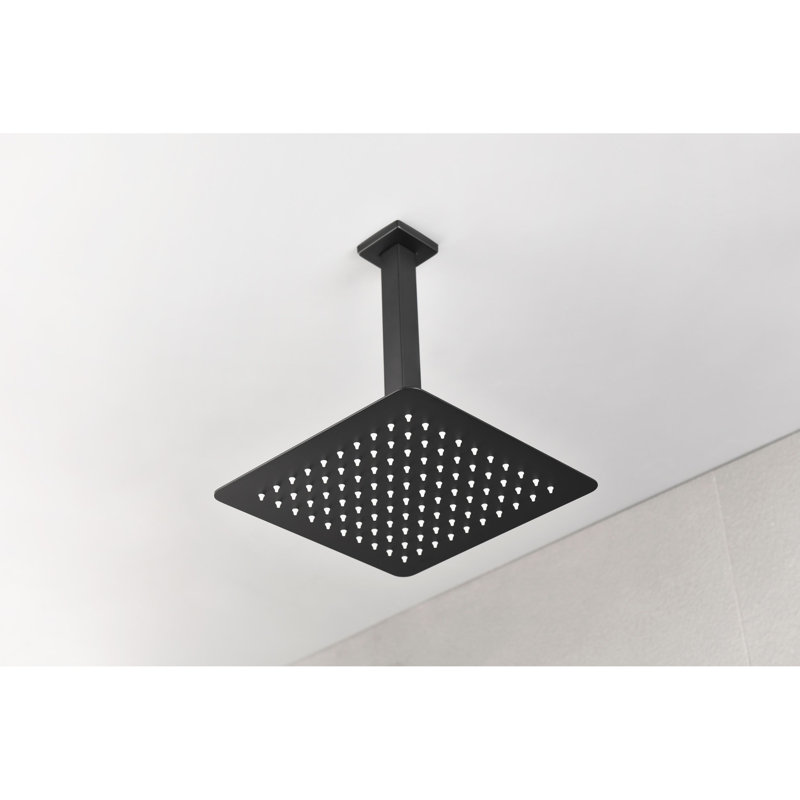 304 Stainless Steel High Showerhead - Ultra-thin Waterfall With Self Nozzles, Matte Black, Full Body Shower, Fits American Standard And Universal Shower Arm Connections All Arms Compatible Pipe