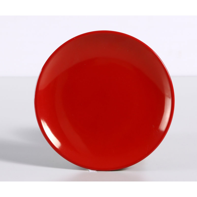 Black & Red Round Melamine Salad Plate