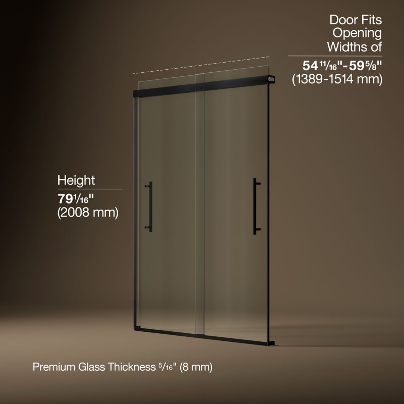 Pleat Frameless Sliding Bath Door, Black