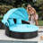 Randleswood Turquoise Patio Round Daybed with Retractable Canopy, Rattan Wicker, and 660 lbs Weight Capacity