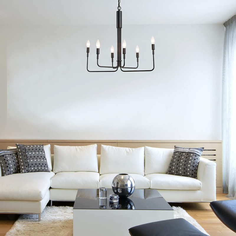 Grand lustre campagnard à 5 lumières pour salle à manger