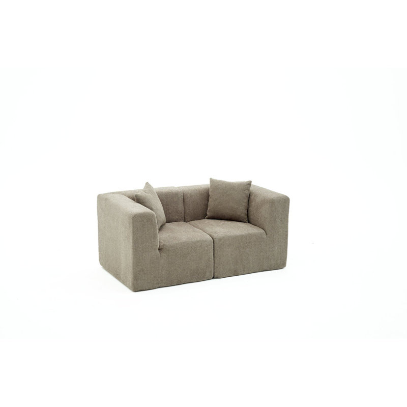 Canapé 2 places, H 33,46 po x l 64,96 po x P 27,56 po, 2, Gris