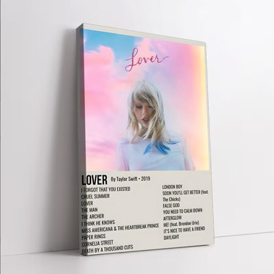 1 pièce d'art mural, affiches encadrées, Taylor Swift Lover, reproduction d'art sur toile, affiche de musique pour le décor de la chambre à coucher, œuvre d'art de la musique pop esthétique, cadeau idéal pour les amateurs de musique et de musique