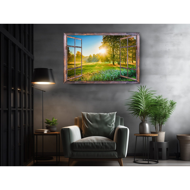 «Tuscany Landscape 3D Window View», reproduction d'art sur toile - décoration murale, H 20 po x l 30 po