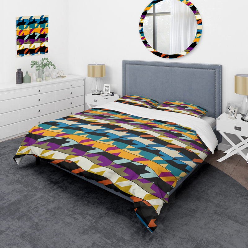 Multicolore patchwork abstrait - ensemble de housse de couette abstrait - microfibre de polyester