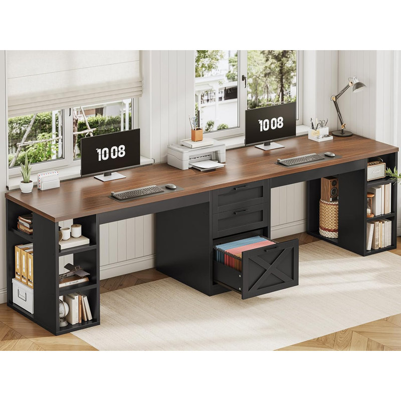 Bureau de direction 96,5 po, Brun / Noir