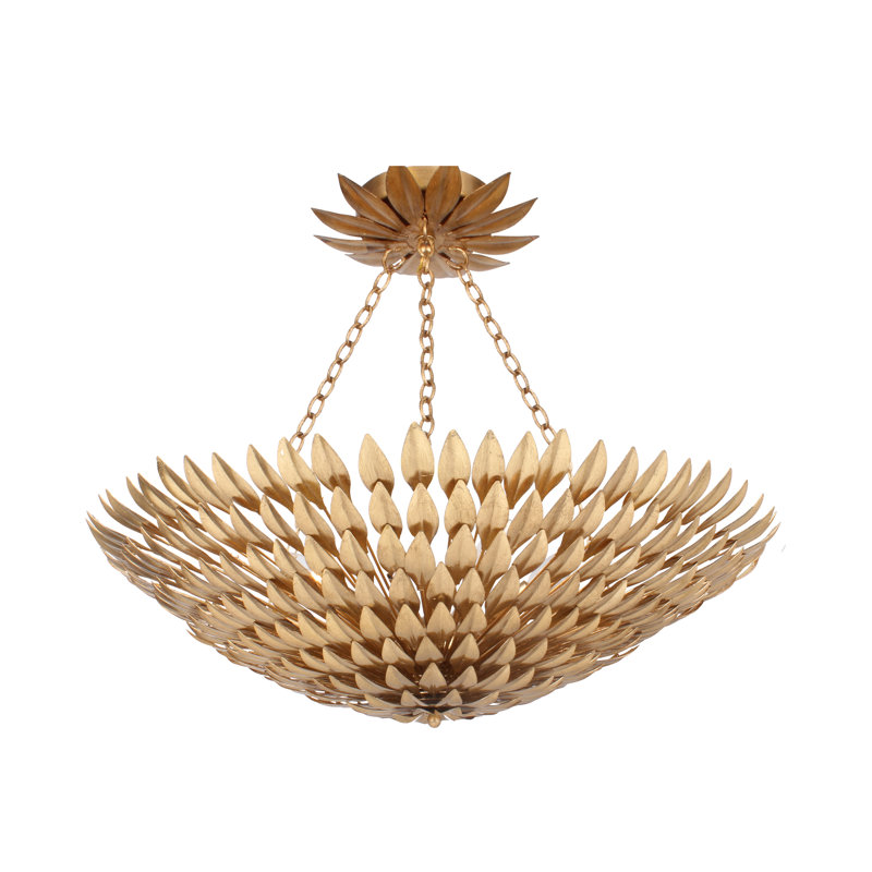 Broche 6 Light Semi Flush Mount, Antique Gold, 7"H x 30"W x 30"D, 8 Lights