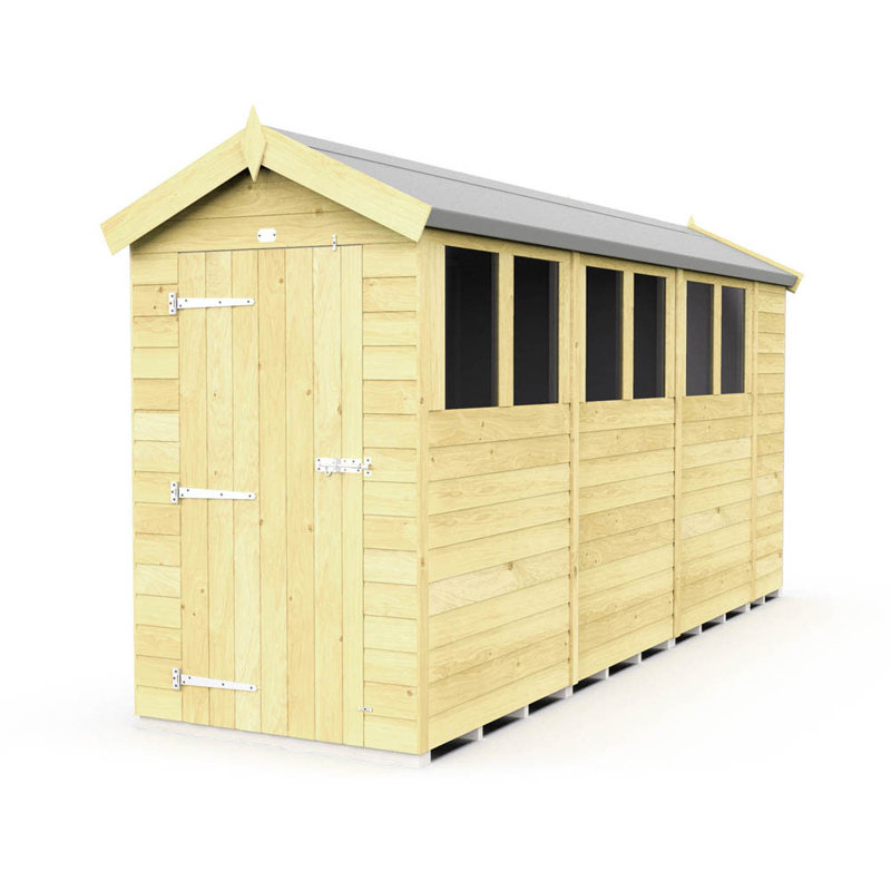 4ft x 14ft Apex Shed - Single Door with Windows