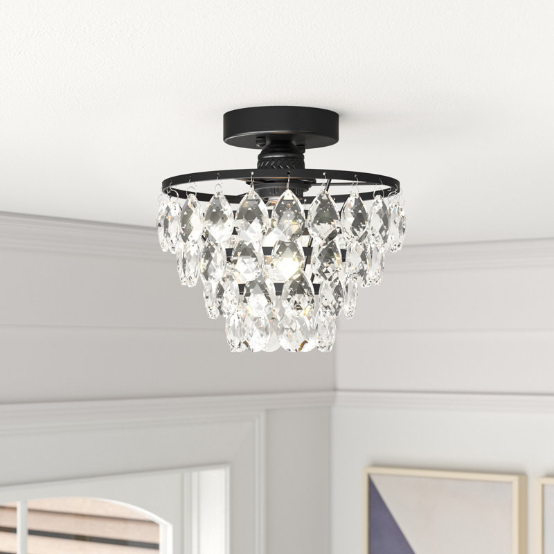 Aerolynn Crystal Flush Mount, Black
