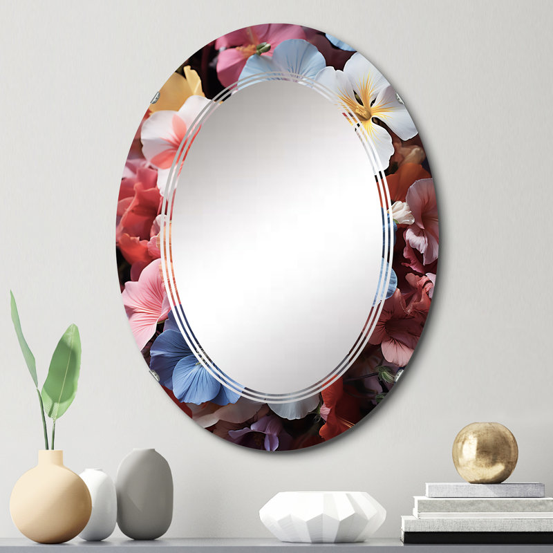 Penstarre - Miroir mural floral ovale, 30 po x 20 po