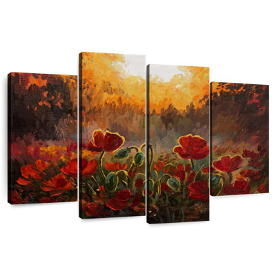 Coquelicots rouges Harnek dans les bois