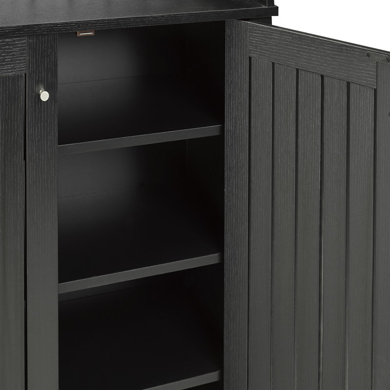 Brassexinc Multi-Tier Shoe Cabinet, Black