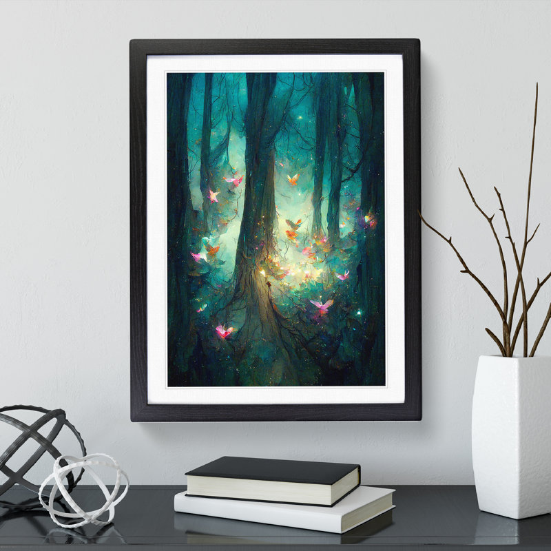 Forest Fairies - Single Picture Frame Painting, Black, 64cm H x 46cm W x 2cm D