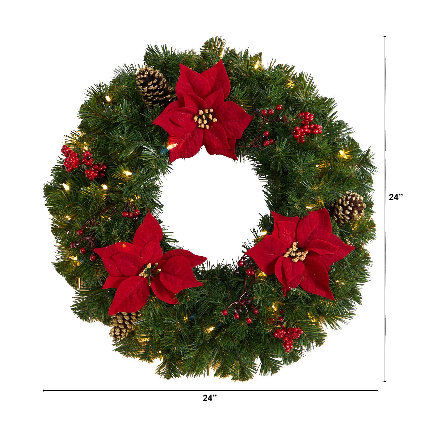 24'' Lighted Wreath