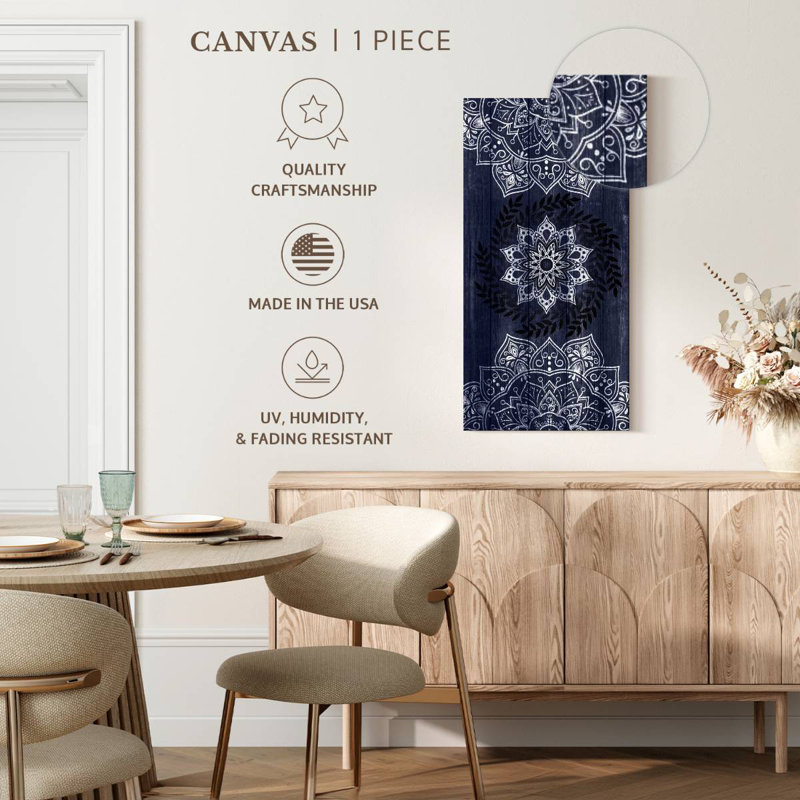 Mandalas sur fond bleu rustique, H 24 po x l 12 po