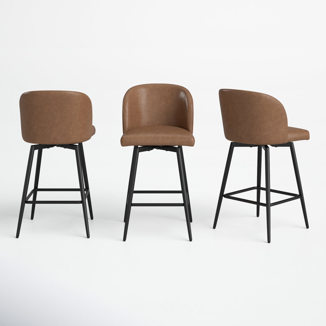 Benedit Swivel 27.1'' Counter Stool (Set of 3) Wade Logan®