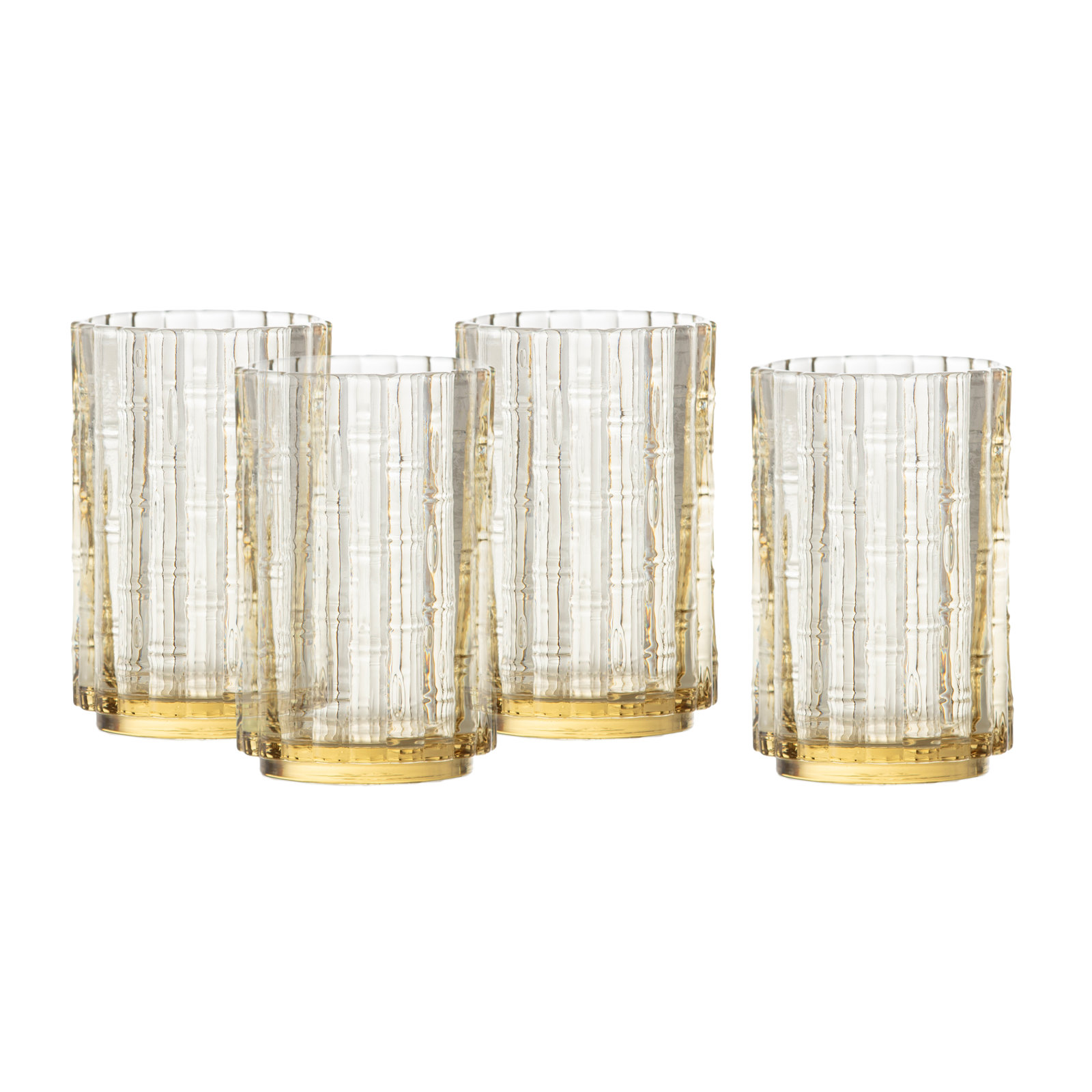 Fortessa Mahalo Stackable Glass, 11 Oz. Double Old Fashioned (Set of 4), Ginger Gold, Ginger Gold, 13.5 fl oz