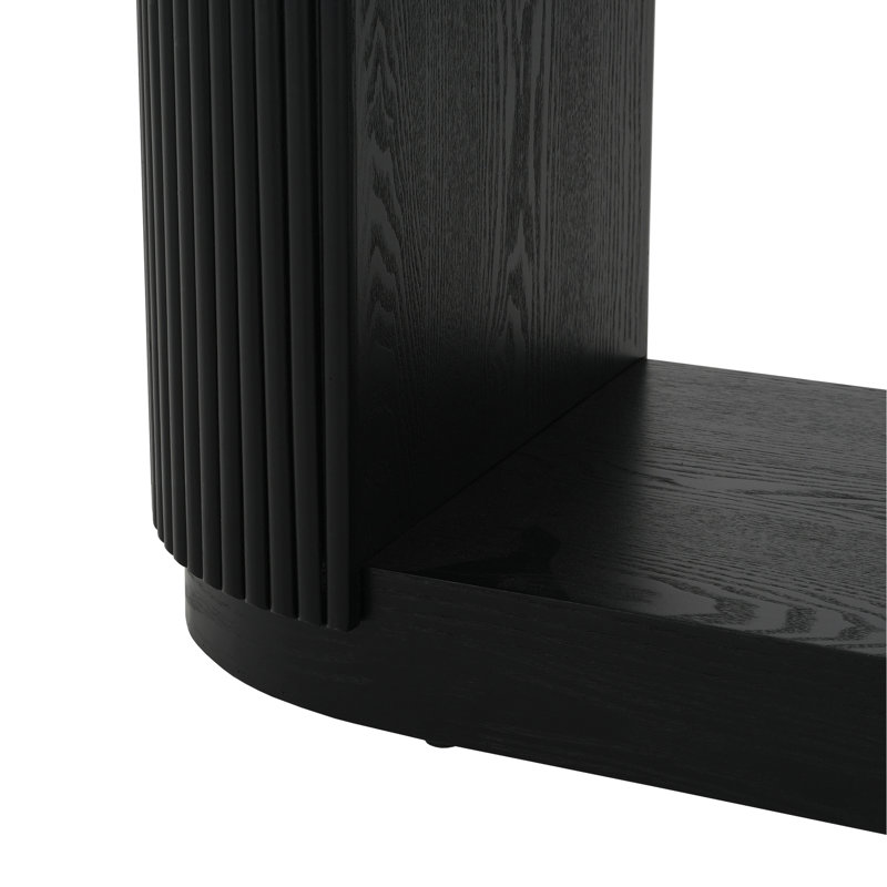Console Modern Modern - Table de canapé mince avec tablette ouverte et grain de bois élégant, Noir
