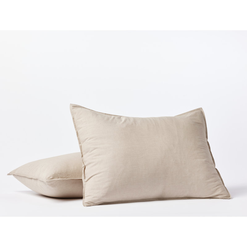 Couvre-oreiller en percale organique froissé standard, Chambray noisette, Standard