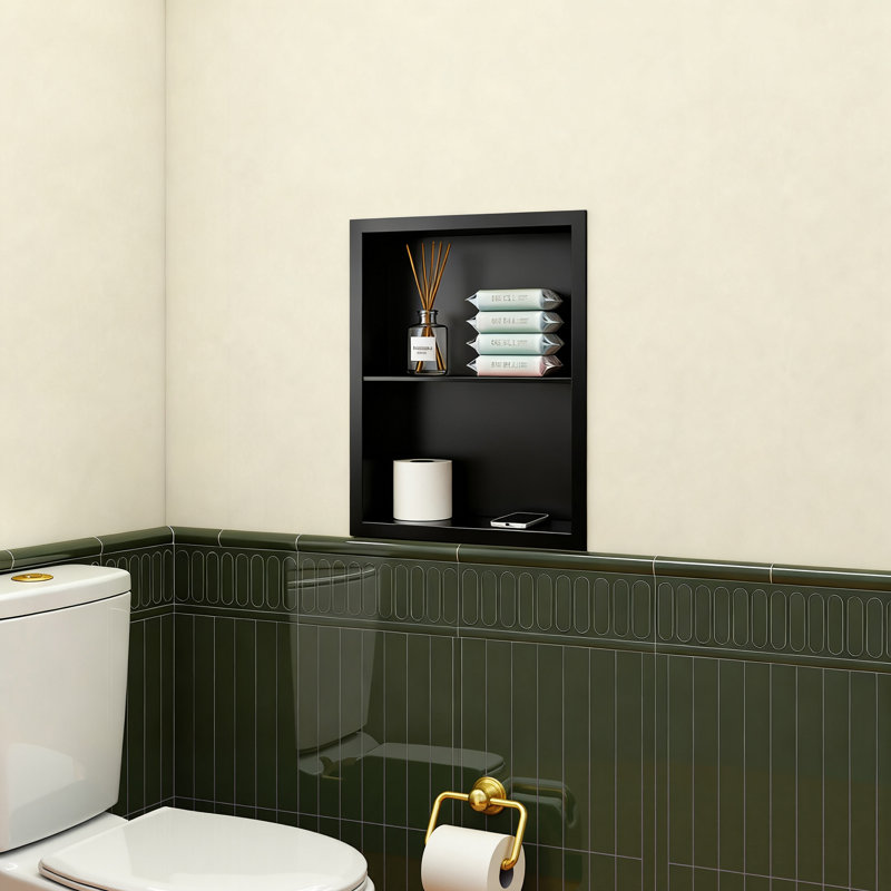 Armoire de rangement encastrée en métal, Noir, H 19,6 po x l 15,6 po x P 3,9 po