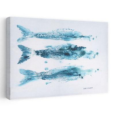 Fluid Blue Fish Abstract Minimalist Organic Fish Nature Ocean Wall Art