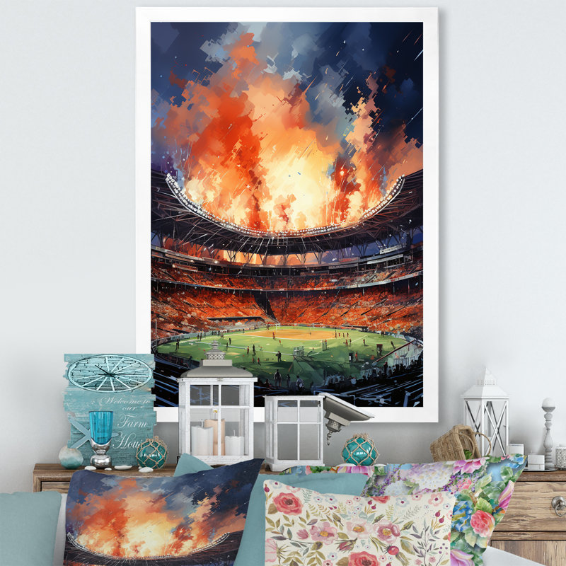 Décoration murale Sport Stadium In Spotlight IV - Cityscapes, H 20 po x l 12 po x P 1 po, Cadre photo blanc