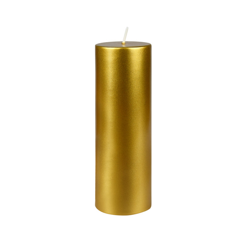 Bougie pilier sans parfum sans paraffine sans fumée, H 6 po x D 2 po, Or métallique, 1 bougie