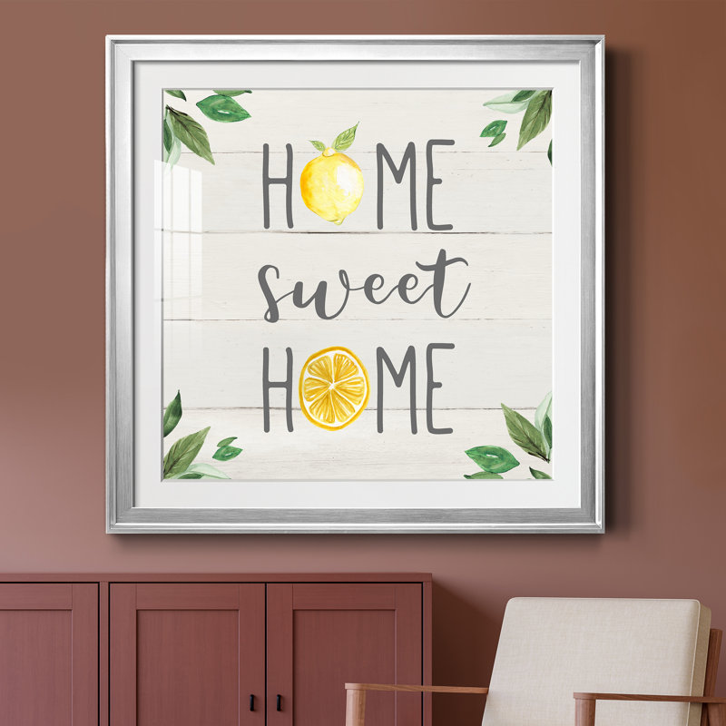 Home Sweet Lemon Home - cadre photo, art textuel, H 26,5 po x l 26,5 po x P 1,5 po, Encadrement argenté