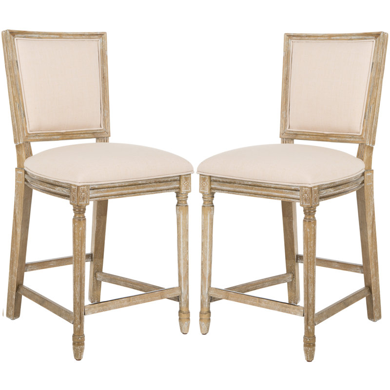 Counter & Bar Stool, Counter Stool (26" Seat Height), Beige/ Oak Frame