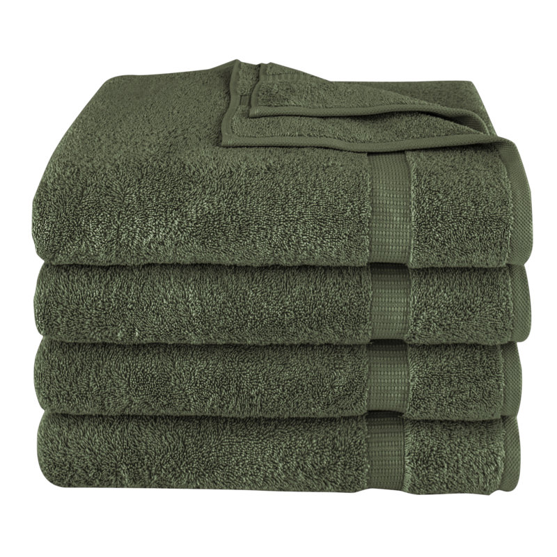 Armel Turkish Cotton Bath Towels - Quick Dry & Plush Feel, Hotel & Spa Quality, Set of 4, Green