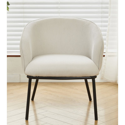 Fauteuil d'appoint moderne en velours côtelé, fauteuil rembourré avec pieds en métal, fauteuil demi-tonneau de style Mid-Century pour le salon, assemblage facile