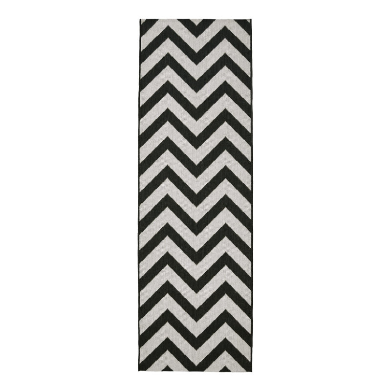 Chevron Dhurrie Indoor / Outdoor Area Rug, Runner 67 x 200 cm