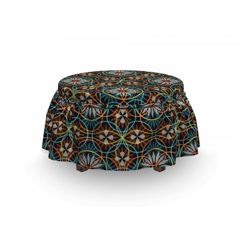 Housse pour repose-pieds cercles floral