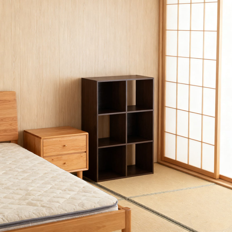 Étagère de rangement à 6 cubes, conception empilable pour l'organisation de placards de bureau à domicile, structure en bois stratifié facile à assembler