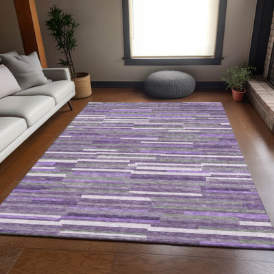 Premium Machine Washable Prisco Purple Rug