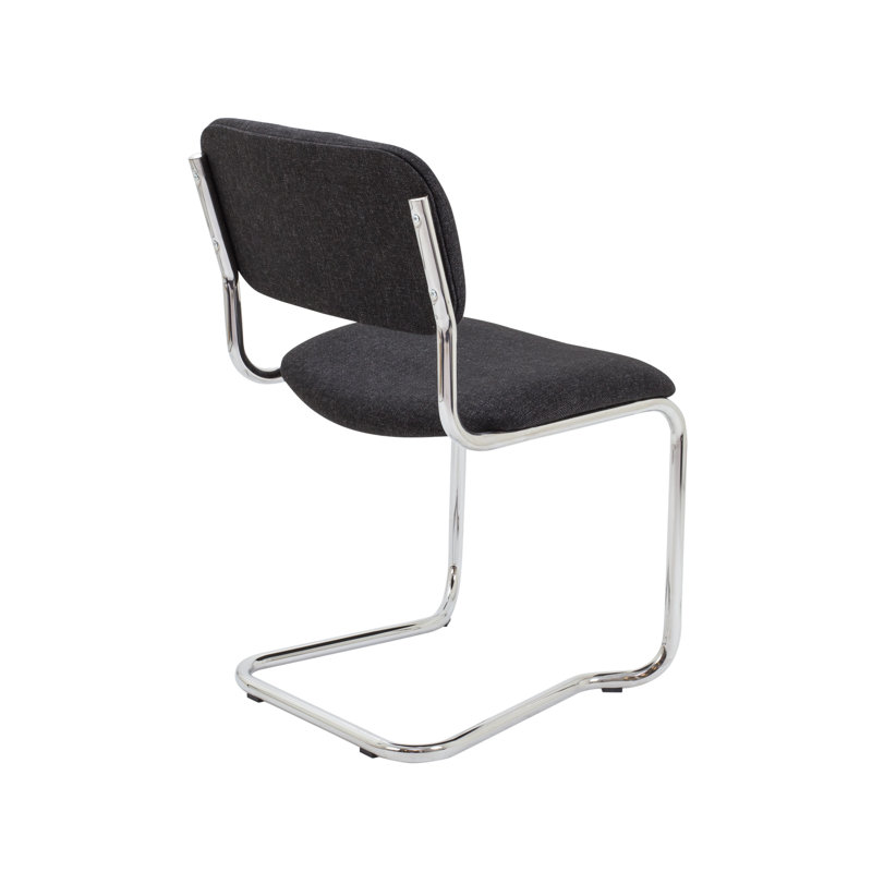 Sayers Armless Stacking Chair with Cushion, Charcoal Pyra