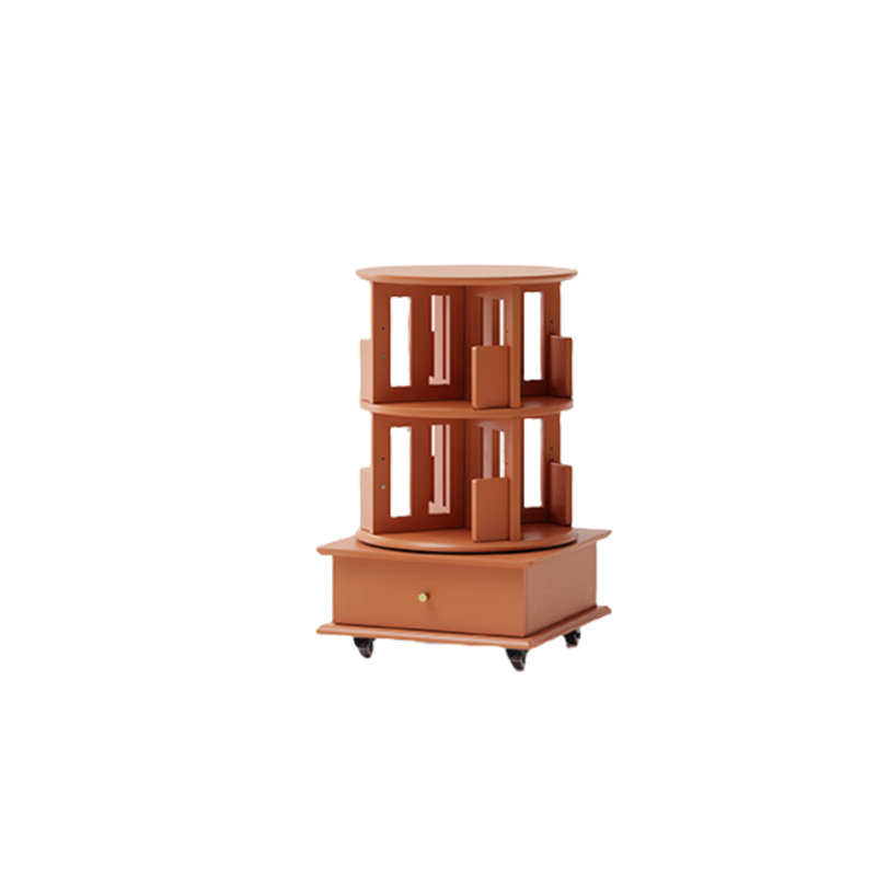 Bibliothèque rotative de style moderne, (2 tablettes) H 34,45 po x l 19,29 po x P 19,29 po, Brun